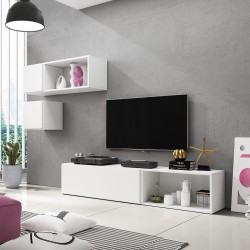 Biele obývacie steny pod televízor